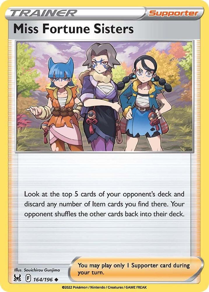 Miss Fortune Sisters 164/196 card from SWSH11: Lost Origin