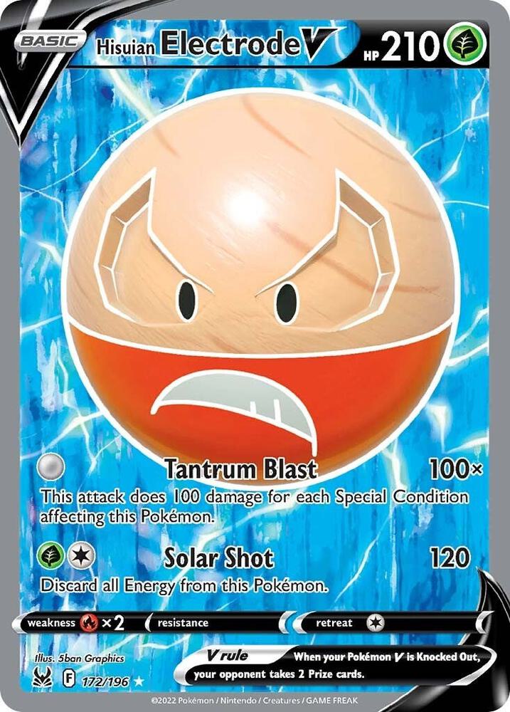 Hisuian Electrode V (Full Art) 172/196 card from SWSH11: Lost Origin