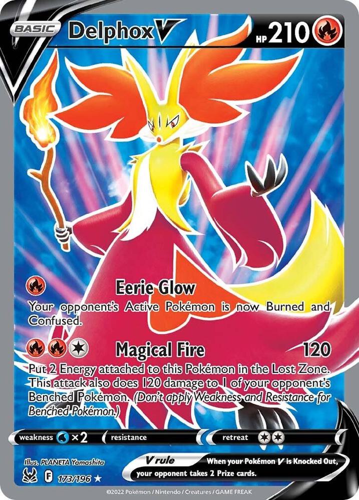Delphox V (Full Art) 173/196 card from SWSH11: Lost Origin