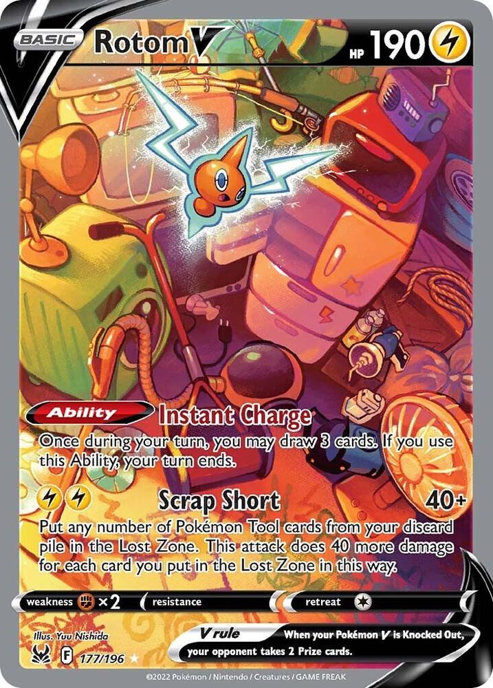 Rotom V (Alternate Full Art) 177/196 card from SWSH11: Lost Origin