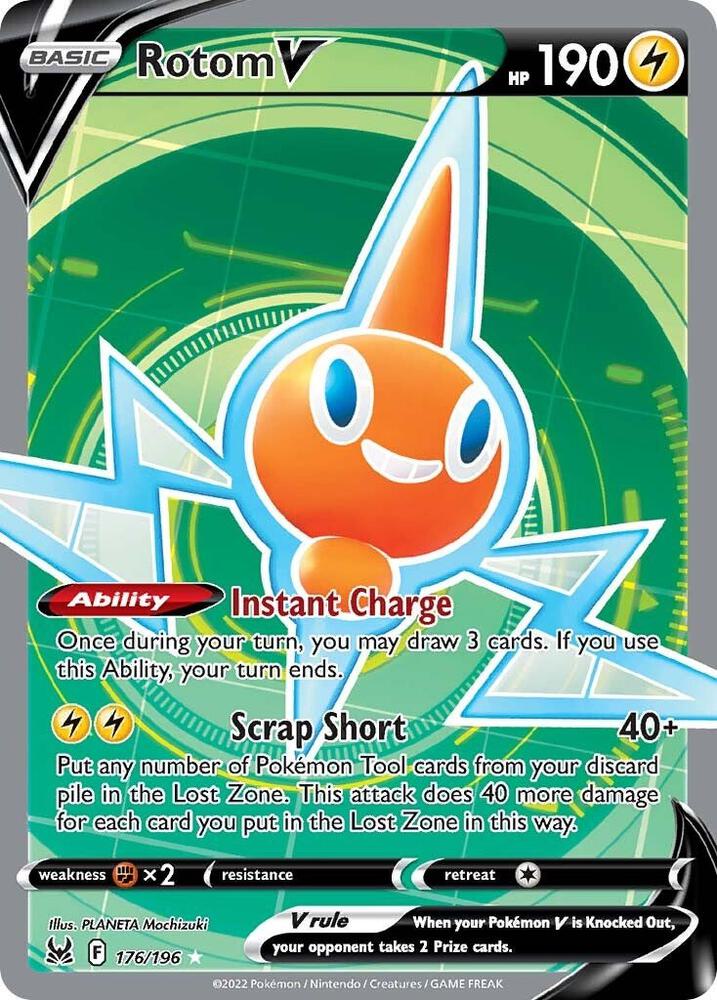 Rotom V (Full Art) 176/196 card from SWSH11: Lost Origin