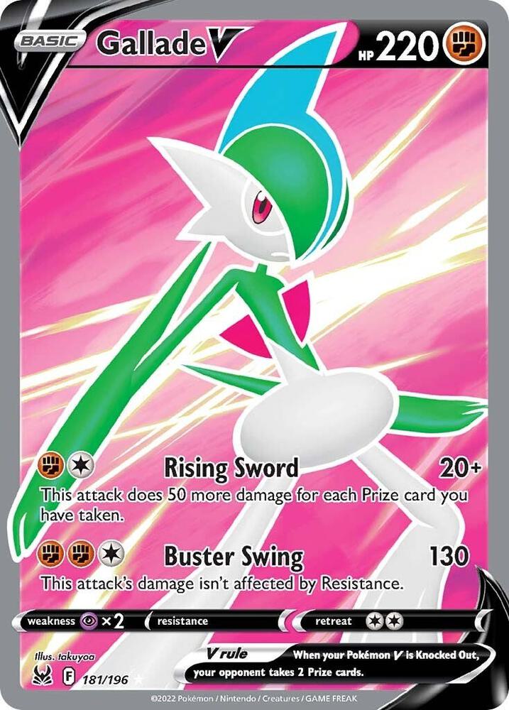 Gallade V (Full Art) 181/196 card from SWSH11: Lost Origin