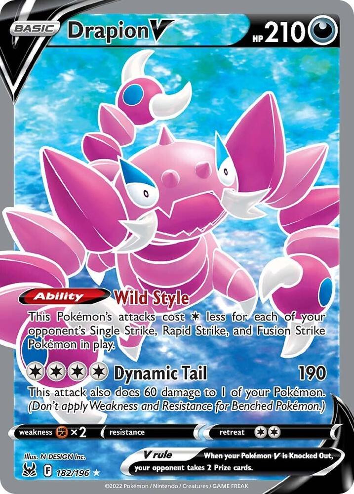 Drapion V (Full Art) 182/196 card from SWSH11: Lost Origin