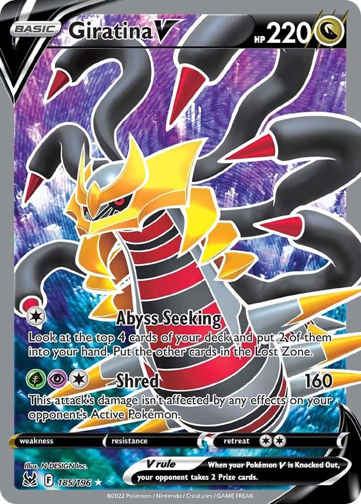 Giratina V (Full Art) 185/196 card from SWSH11: Lost Origin