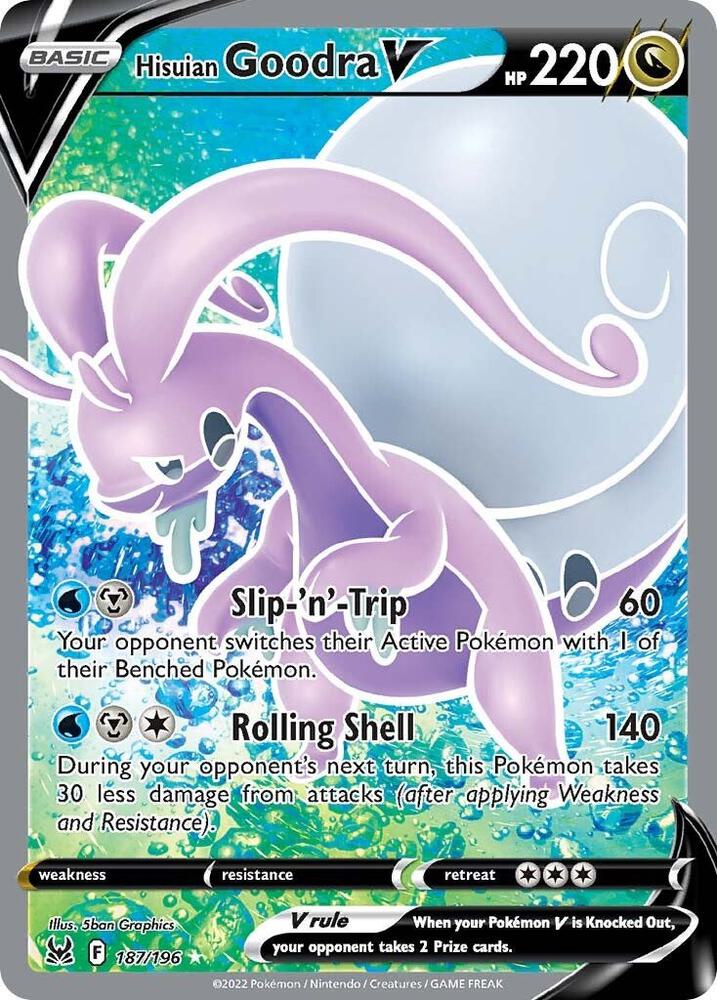 Hisuian Goodra V (Full Art) 187/196 card from SWSH11: Lost Origin