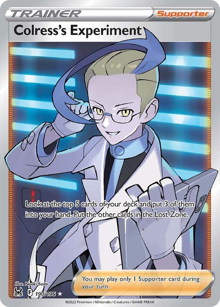 Colress's Experiment (Full Art) 190/196 card from SWSH11: Lost Origin