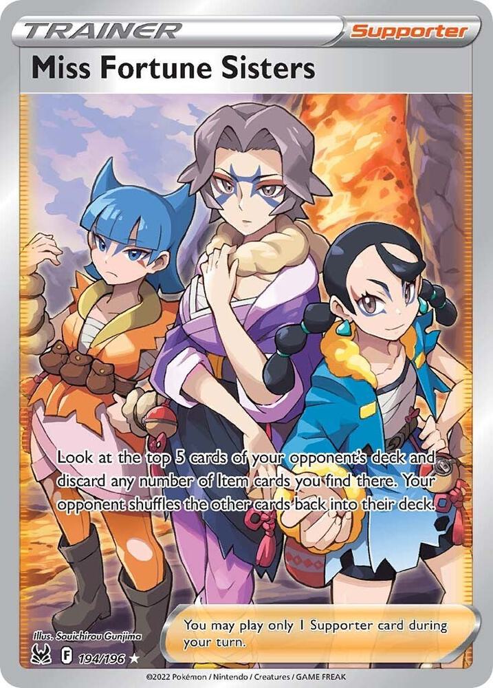 Miss Fortune Sisters (Full Art) 194/196 card from SWSH11: Lost Origin