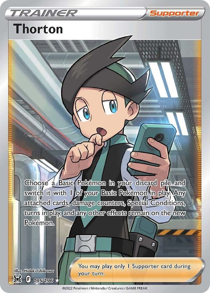 Thorton (Full Art) 195/196 card from SWSH11: Lost Origin
