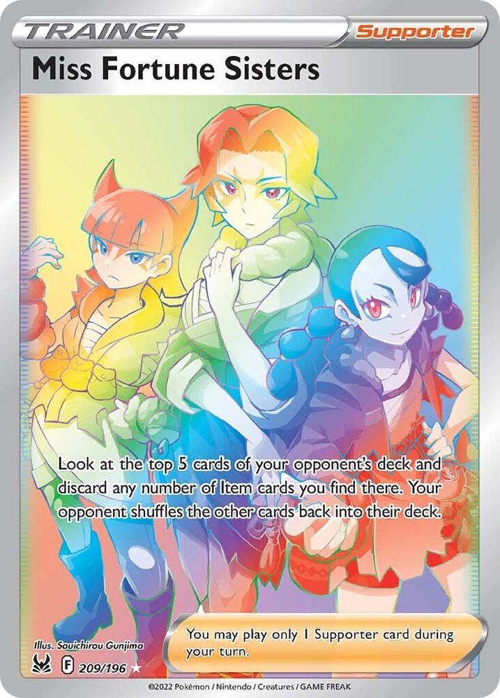 Miss Fortune Sisters (Secret) 209/196 card from SWSH11: Lost Origin