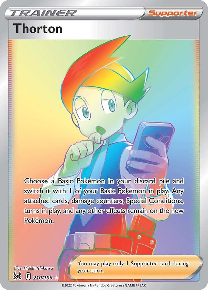 Thorton (Secret) 210/196 card from SWSH11: Lost Origin