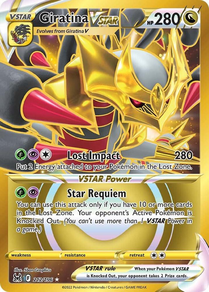 Giratina VSTAR (212) (Secret) 212/196 card from SWSH11: Lost Origin