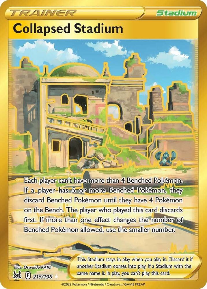 Collapsed Stadium (Secret) 215/196 card from SWSH11: Lost Origin