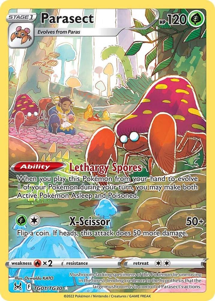Parasect TG01/TG30 card from SWSH11: Lost Origin Trainer Gallery