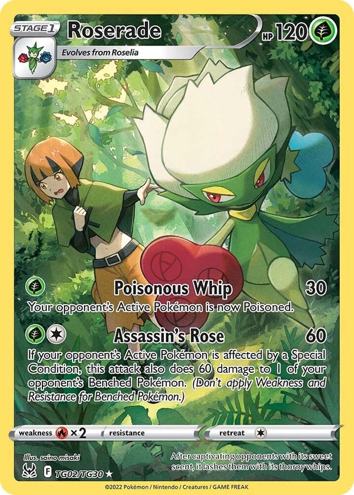 Roserade TG02/TG30 card from SWSH11: Lost Origin Trainer Gallery