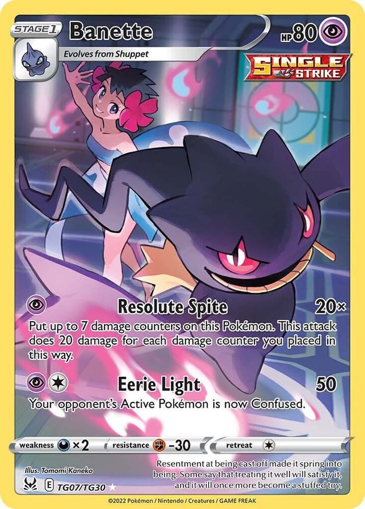 Banette TG07/TG30 card from SWSH11: Lost Origin Trainer Gallery
