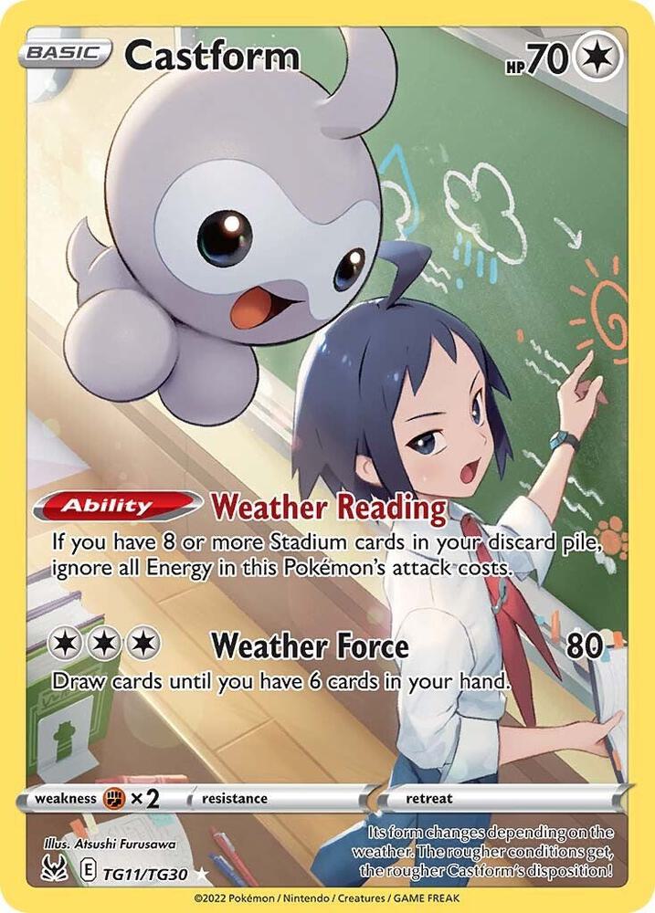 Castform TG11/TG30 card from SWSH11: Lost Origin Trainer Gallery