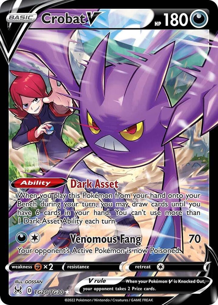 Crobat V TG20/TG30 card from SWSH11: Lost Origin Trainer Gallery