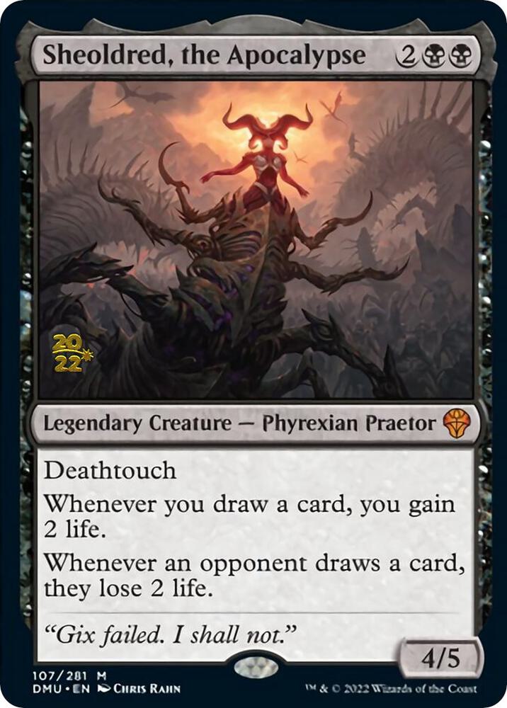 Sheoldred, the Apocalypse 107 card from Prerelease Cards