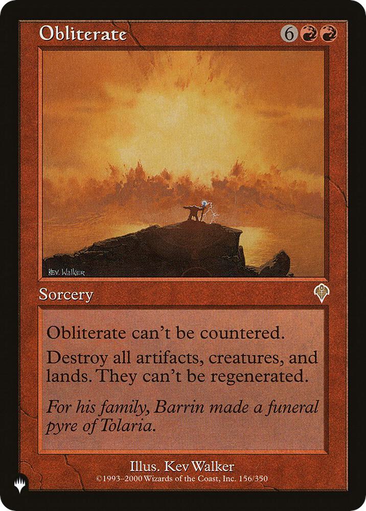 Obliterate 156/350 card from The List Reprints