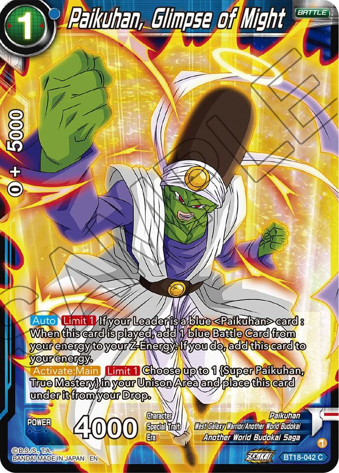 Paikuhan, Glimpse of Might BT18-042 card from Dawn of the Z-Legends