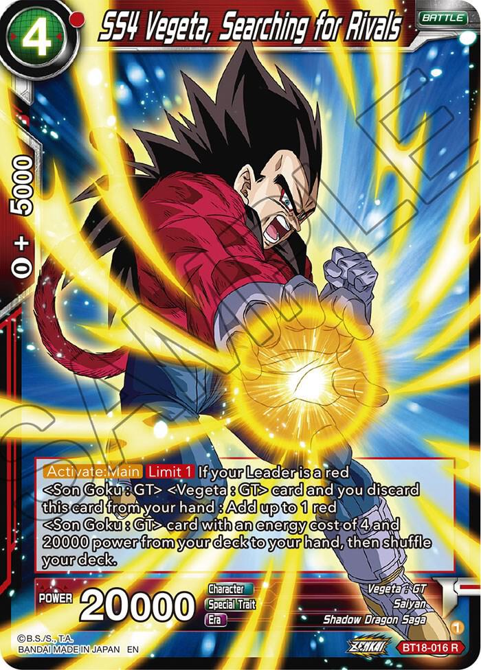 SS4 Vegeta, Searching for Rivals BT18-016 card from Dawn of the Z-Legends