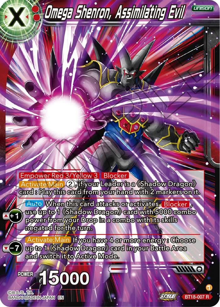Omega Shenron, Assimilating Evil BT18-007 card from Dawn of the Z-Legends