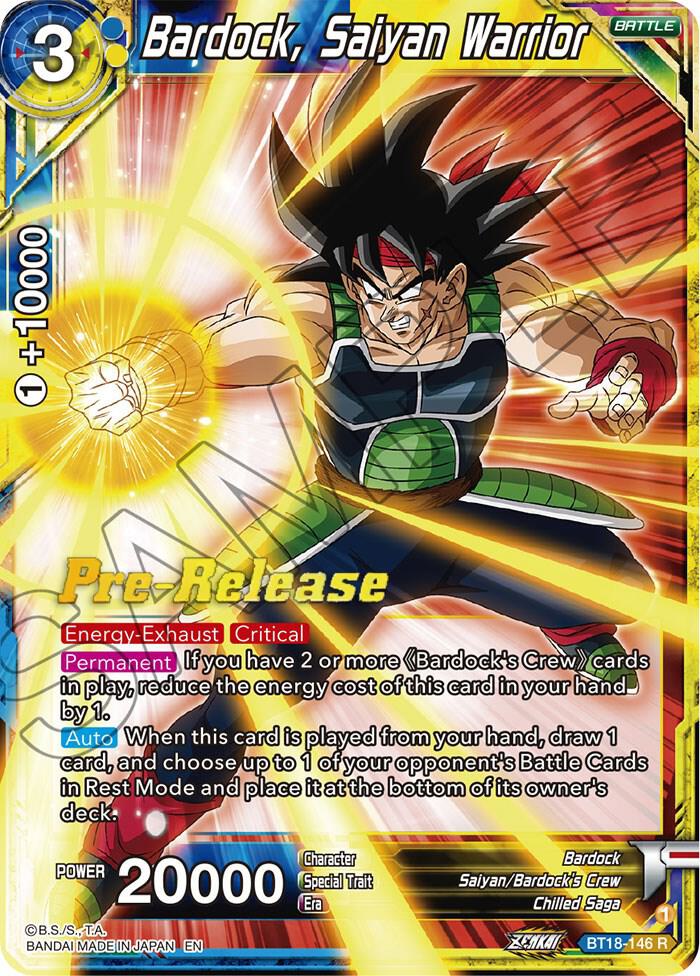Bardock, Saiyan Warrior BT18-146 card from Dawn of the Z-Legends Pre-Release Cards