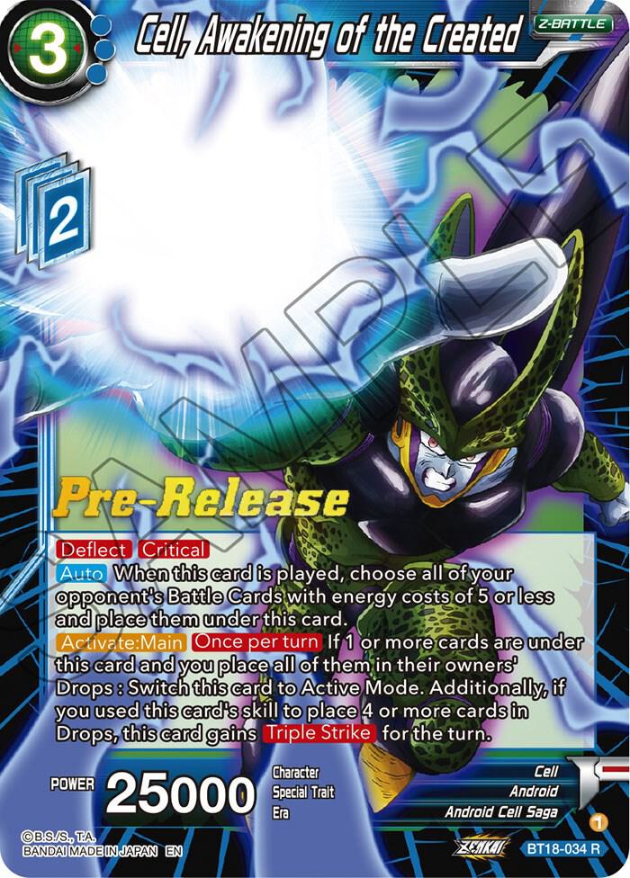 Cell, Awakening of the Created BT18-034 card from Dawn of the Z-Legends Pre-Release Cards