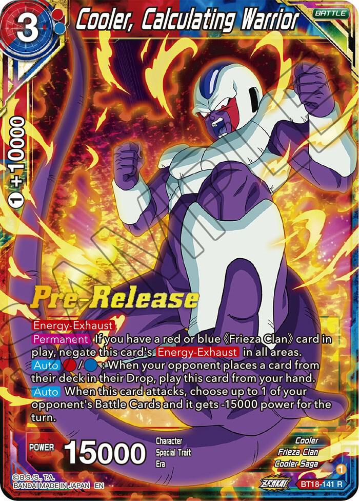 Cooler, Calculating Warrior BT18-141 card from Dawn of the Z-Legends Pre-Release Cards