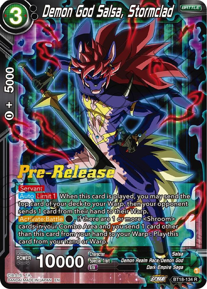 Demon God Salsa, Stormclad BT18-134 card from Dawn of the Z-Legends Pre-Release Cards