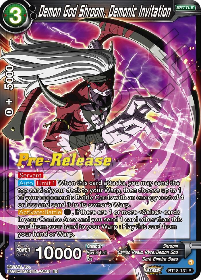 Demon God Shroom, Demonic Invitation BT18-131 card from Dawn of the Z-Legends Pre-Release Cards