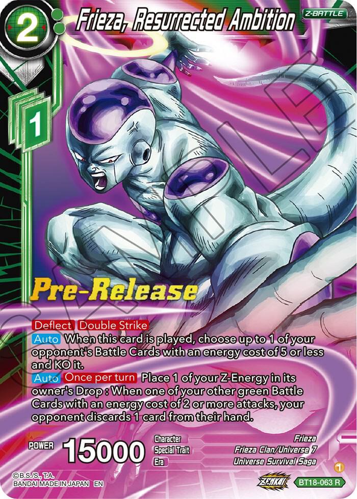 Frieza, Resurrected Ambition BT18-063 card from Dawn of the Z-Legends Pre-Release Cards
