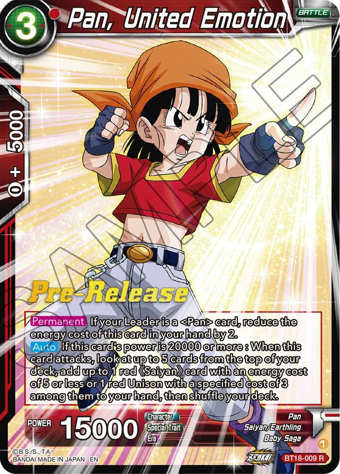 Pan, United Emotion BT18-009 card from Dawn of the Z-Legends Pre-Release Cards