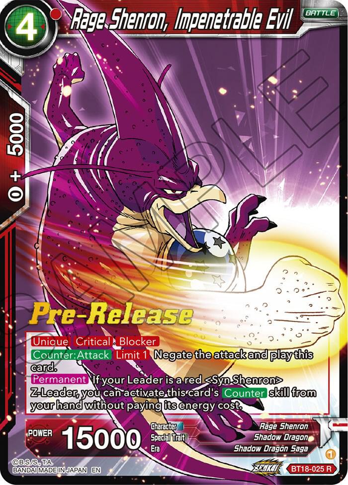 Rage Shenron, Impenetrable Evil BT18-025 card from Dawn of the Z-Legends Pre-Release Cards