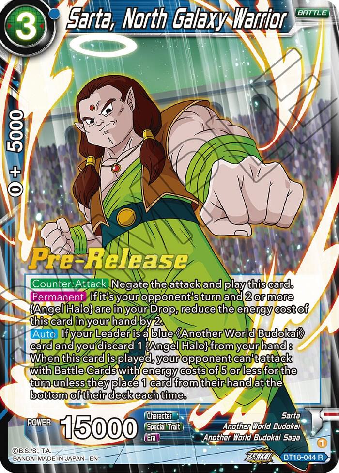 Sarta, North Galaxy Warrior BT18-044 card from Dawn of the Z-Legends Pre-Release Cards