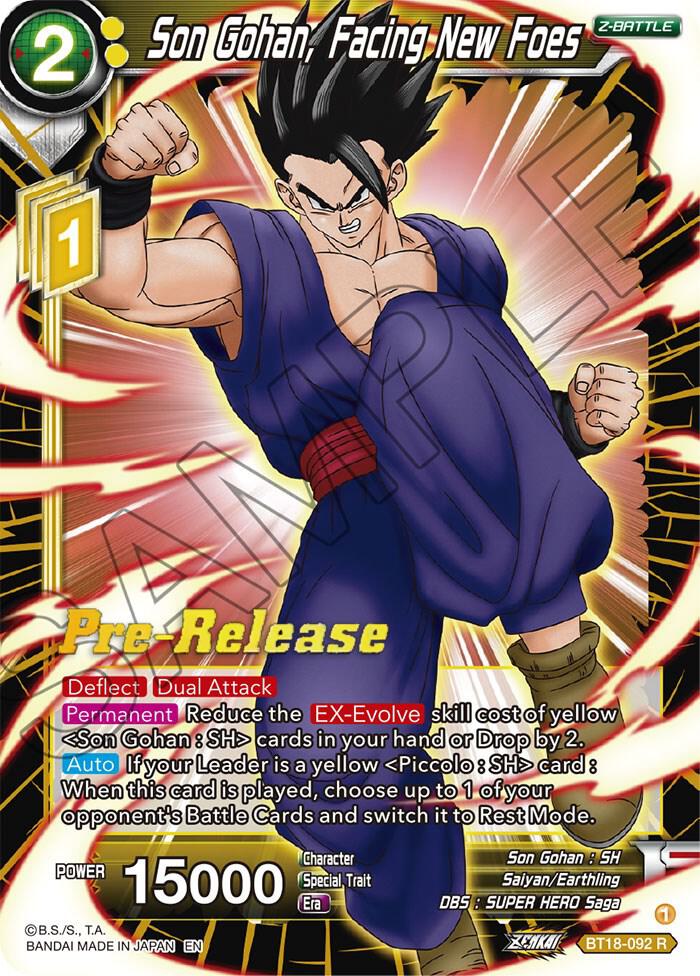 Son Gohan, Facing New Foes BT18-092 card from Dawn of the Z-Legends Pre-Release Cards