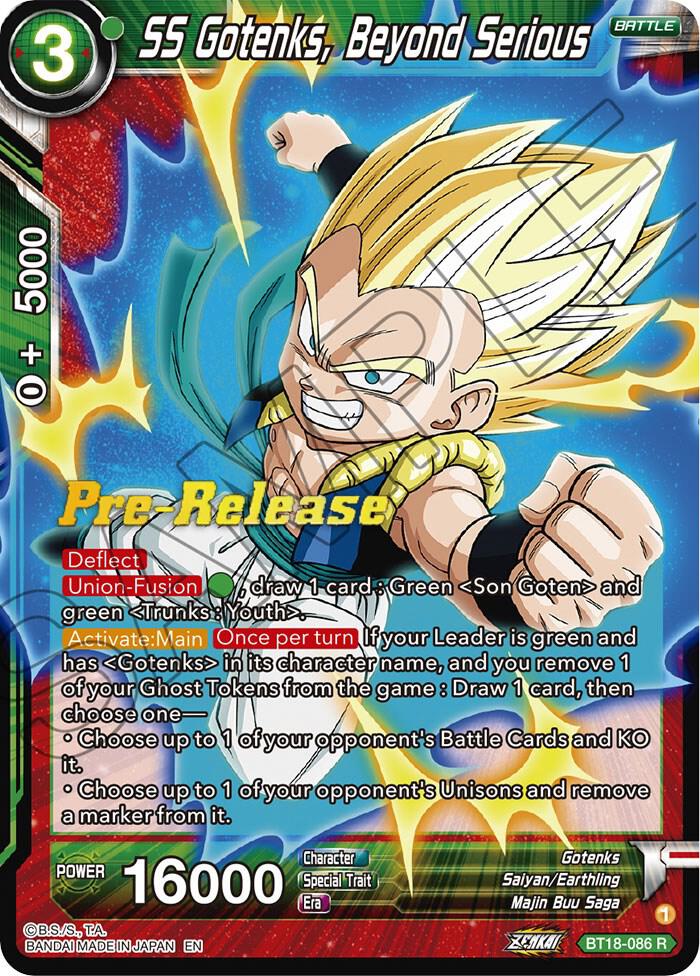 SS Gotenks, Beyond Serious BT18-086 card from Dawn of the Z-Legends Pre-Release Cards
