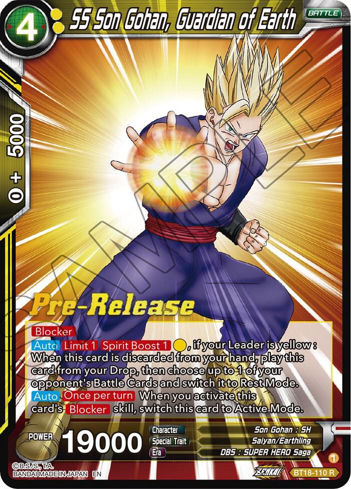 SS Son Gohan, Guardian of Earth BT18-110 card from Dawn of the Z-Legends Pre-Release Cards