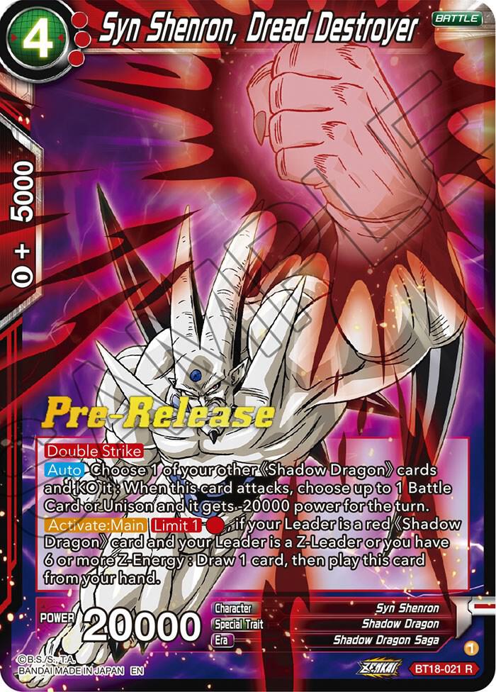 Syn Shenron, Dread Destroyer BT18-021 card from Dawn of the Z-Legends Pre-Release Cards