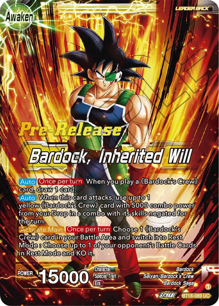 Bardock's Crew // Bardock, Inherited Will BT18-089 card from Dawn of the Z-Legends Pre-Release Cards