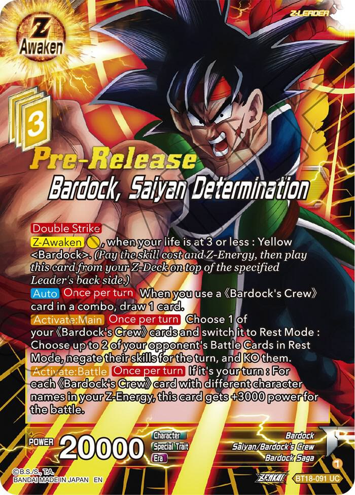 Bardock, Saiyan Determination BT18-091 card from Dawn of the Z-Legends Pre-Release Cards