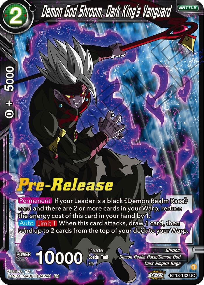 Demon God Shroom, Dark King's Vanguard BT18-132 card from Dawn of the Z-Legends Pre-Release Cards
