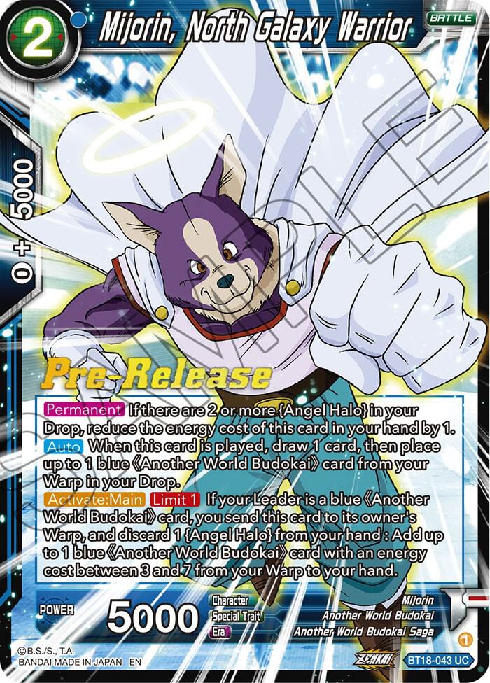 Mijorin, North Galaxy Warrior BT18-043 card from Dawn of the Z-Legends Pre-Release Cards