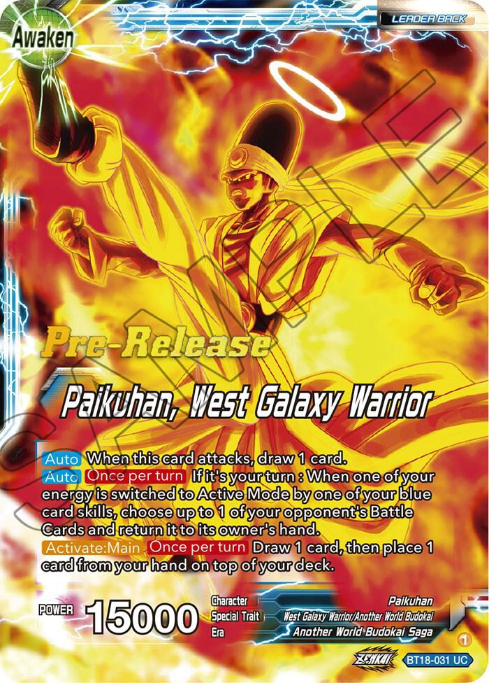 Paikuhan // Paikuhan, West Galaxy Warrior BT18-031 card from Dawn of the Z-Legends Pre-Release Cards
