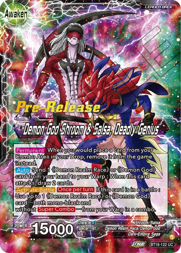 Shroom & Salsa // Demon God Shroom & Salsa, Deadly Genius BT18-122 card from Dawn of the Z-Legends Pre-Release Cards