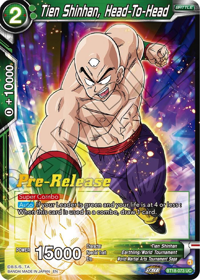 Tien Shinhan, Head-To-Head BT18-073 card from Dawn of the Z-Legends Pre-Release Cards