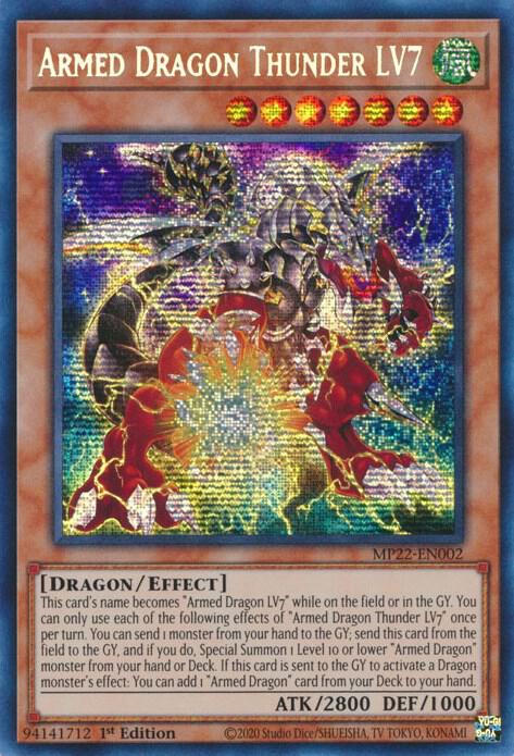 Armed Dragon Thunder LV7 MP22-EN002 card from 2022 Tin of the Pharaoh's Gods