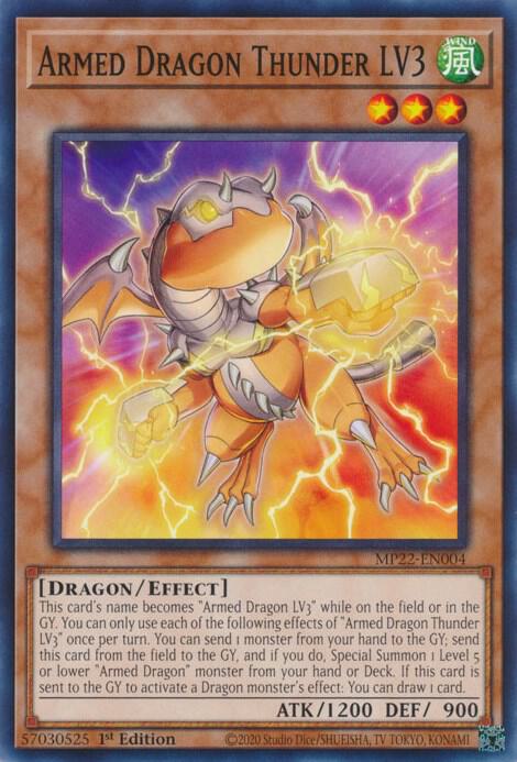 Armed Dragon Thunder LV3 MP22-EN004 card from 2022 Tin of the Pharaoh's Gods