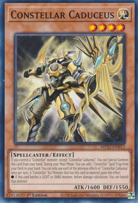 Constellar Caduceus MP22-EN012 card from 2022 Tin of the Pharaoh's Gods