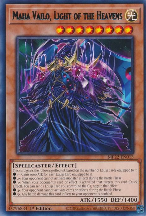 Maha Vailo, Light of the Heavens MP22-EN013 card from 2022 Tin of the Pharaoh's Gods